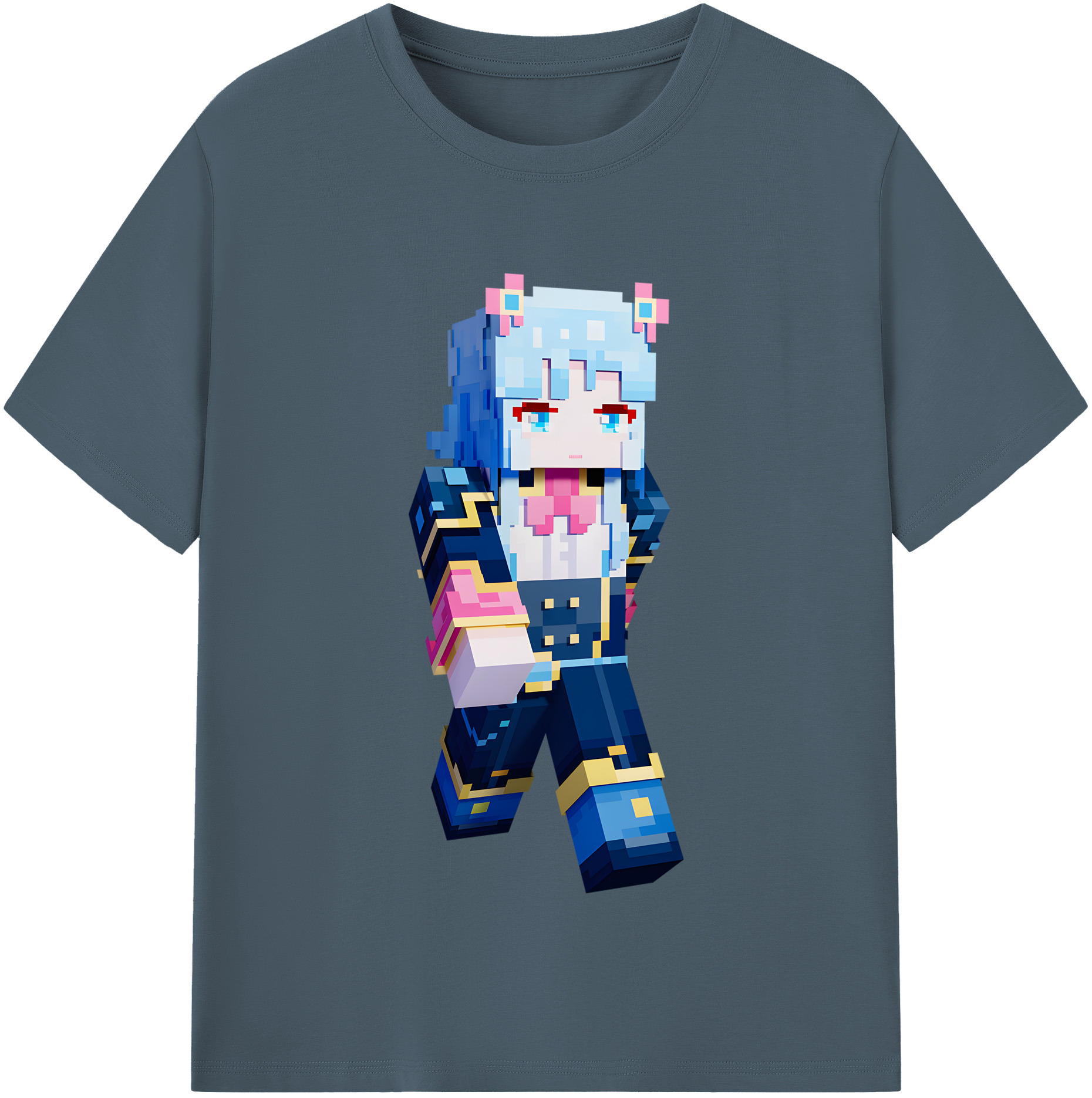 （画像用） マインクラフト ブロックの世界 Minecraft MC Block world 綿100％半袖Tシャツ（フロントプリント）